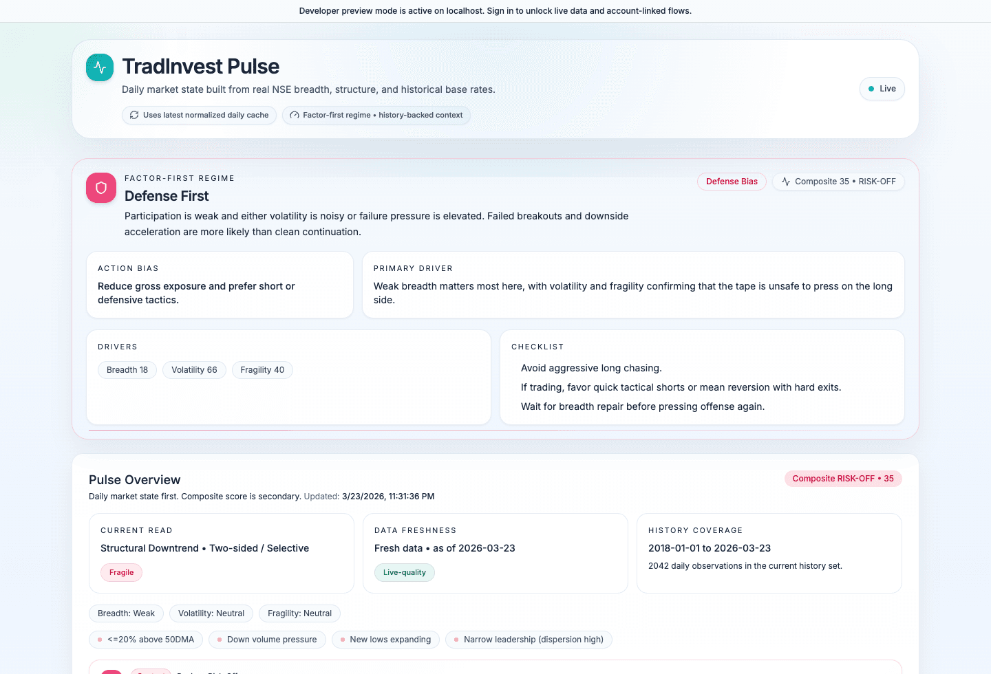 TradInvest Pulse overview screenshot